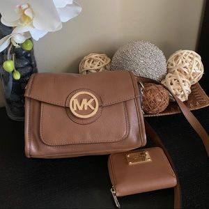 Michael Kors brown leather crossbody bag